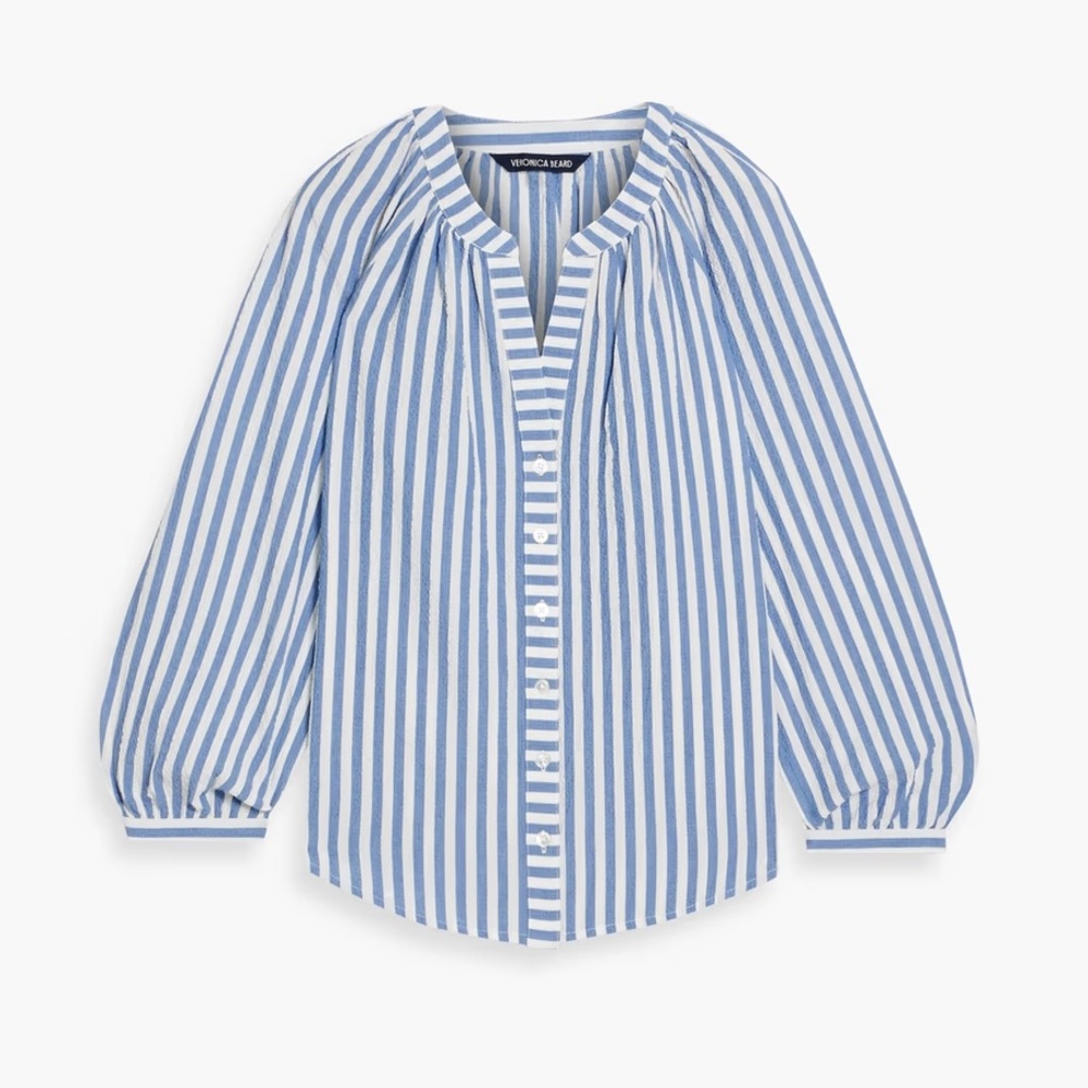 Blue and White Striped Blouse. Veronica Beard Judith Top